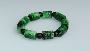 Cert'd Untreated Green Natural A Jade jadeite Bead Bracelet Bangle